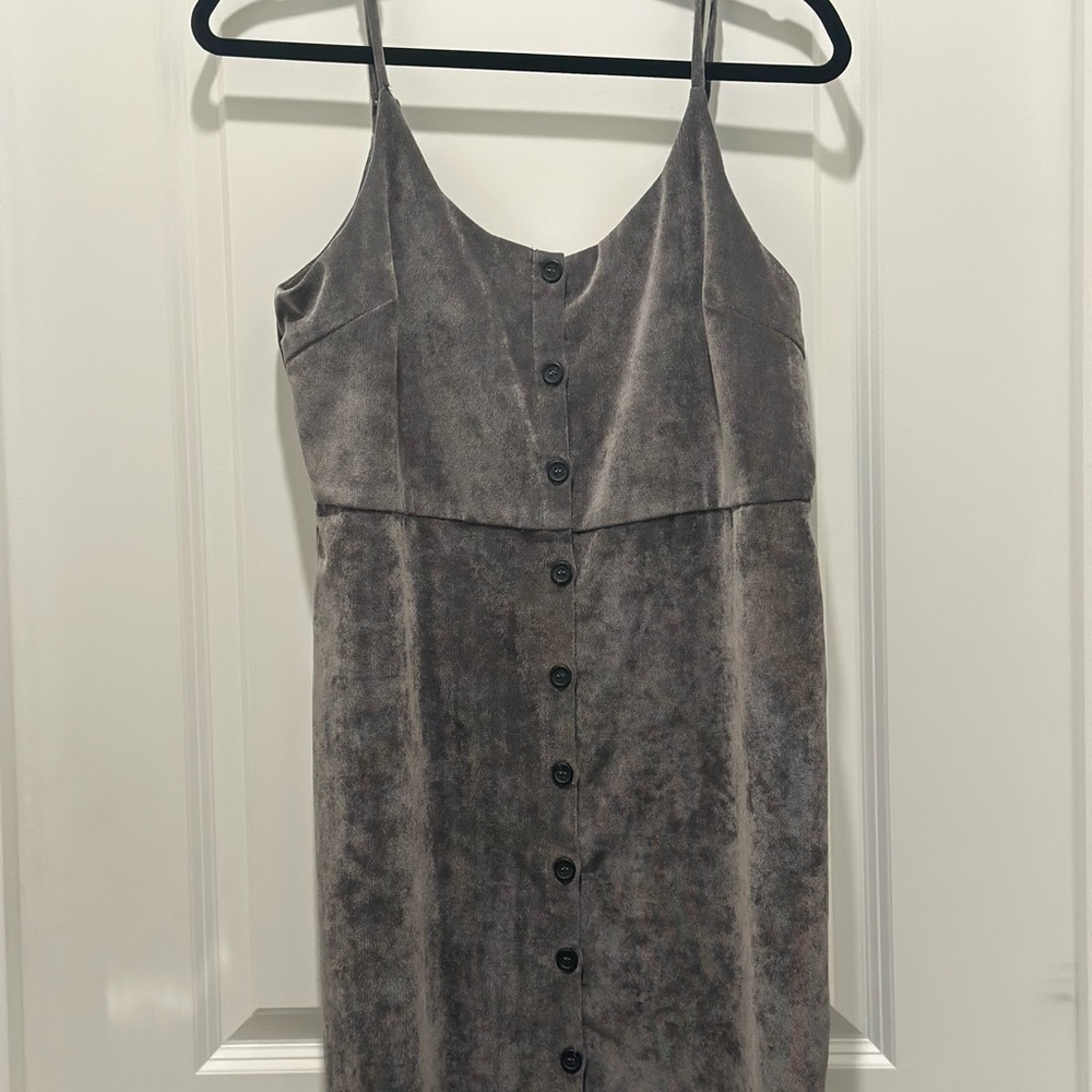 Cooperative Gray Slip Midi Dress with Spaghetti Straps